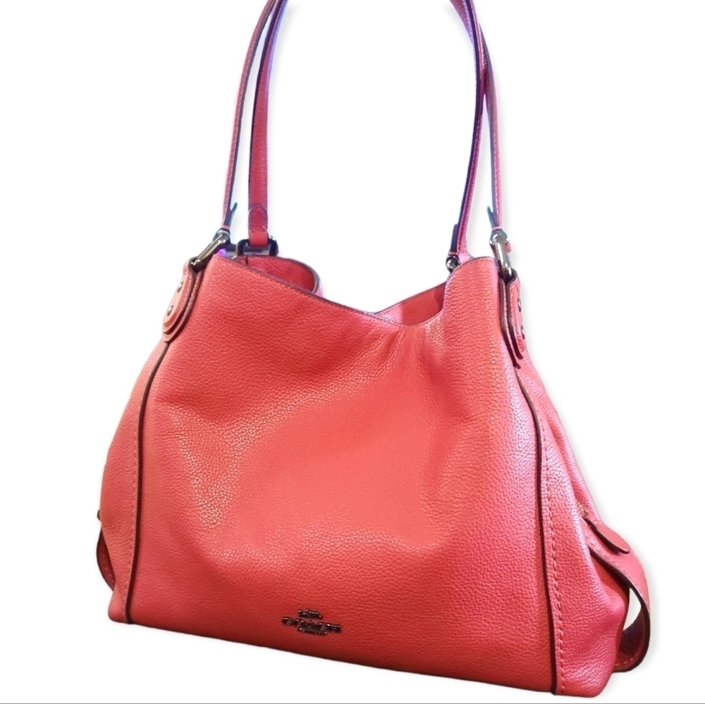 Coach Edie 31 Shoulder Bag Washed Red Leather Edie Turnlock Purse
